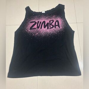 Zumba Fitness Black Muscle Tee with Pink Splash